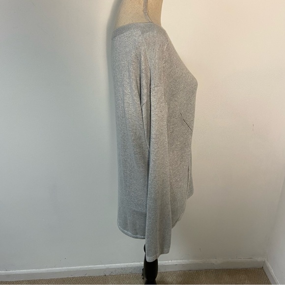 Talbots Women’s Sweater Pullover Boat Neck Metallic Silver Medium - Picture 6 of 10